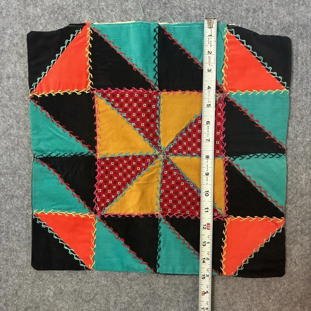 Vintage Crazy Quilt Patchwork Pillow Sham Cover Throw Set Cottagecore Top Boho